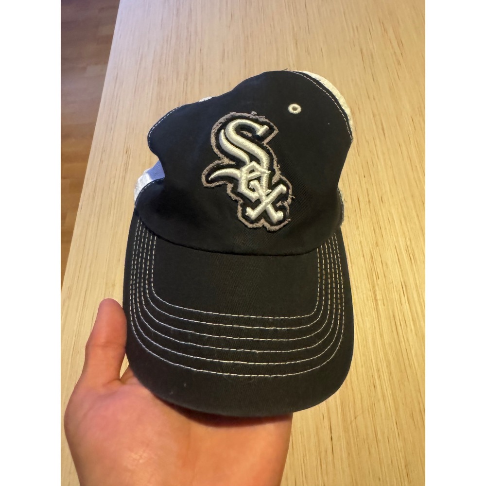 47 Brand Chicago White Sox MLB Trucker Hat Black White Mesh Stretch Fit L XL 47